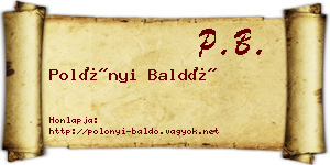 Polónyi Baldó névjegykártya